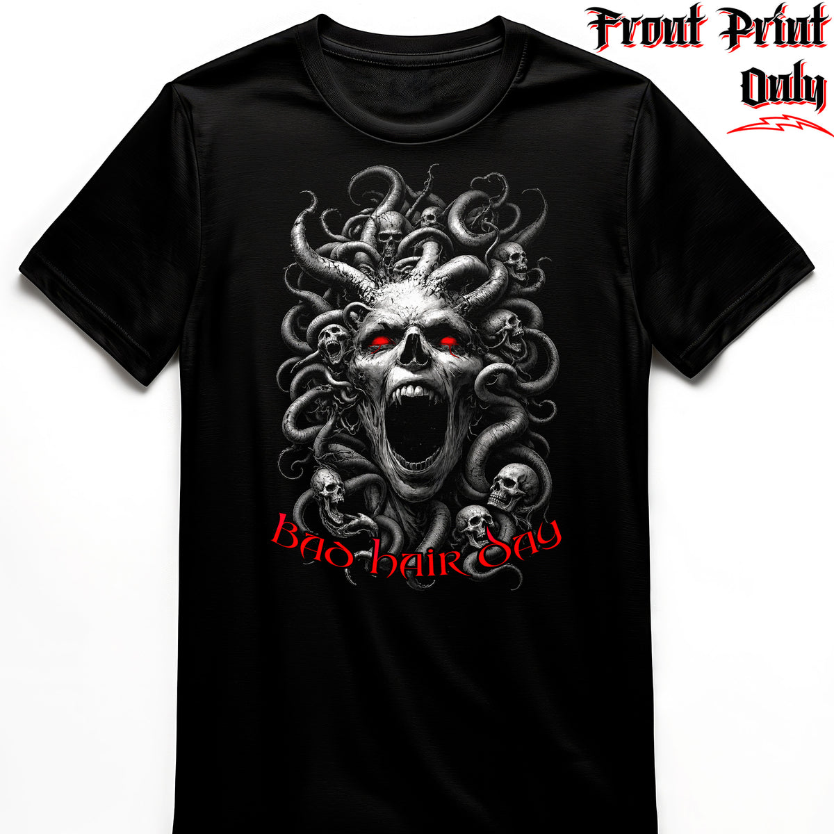 "Bad Hair Day" FRONT-sided Infernus Premium Horror T-shirt