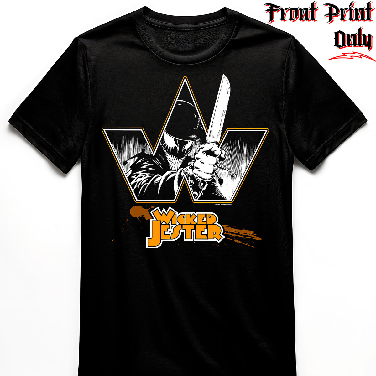 "Clockwork Jester" FRONT-sided Infernus Premium Horror T-shirt