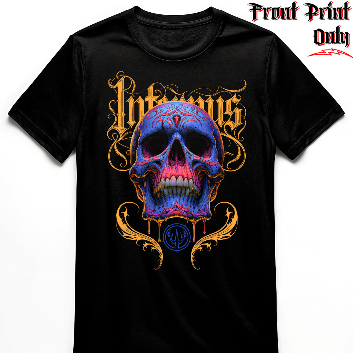 "Dripping Sugar Skull" FRONT-sided Infernus Premium Horror T-shirt