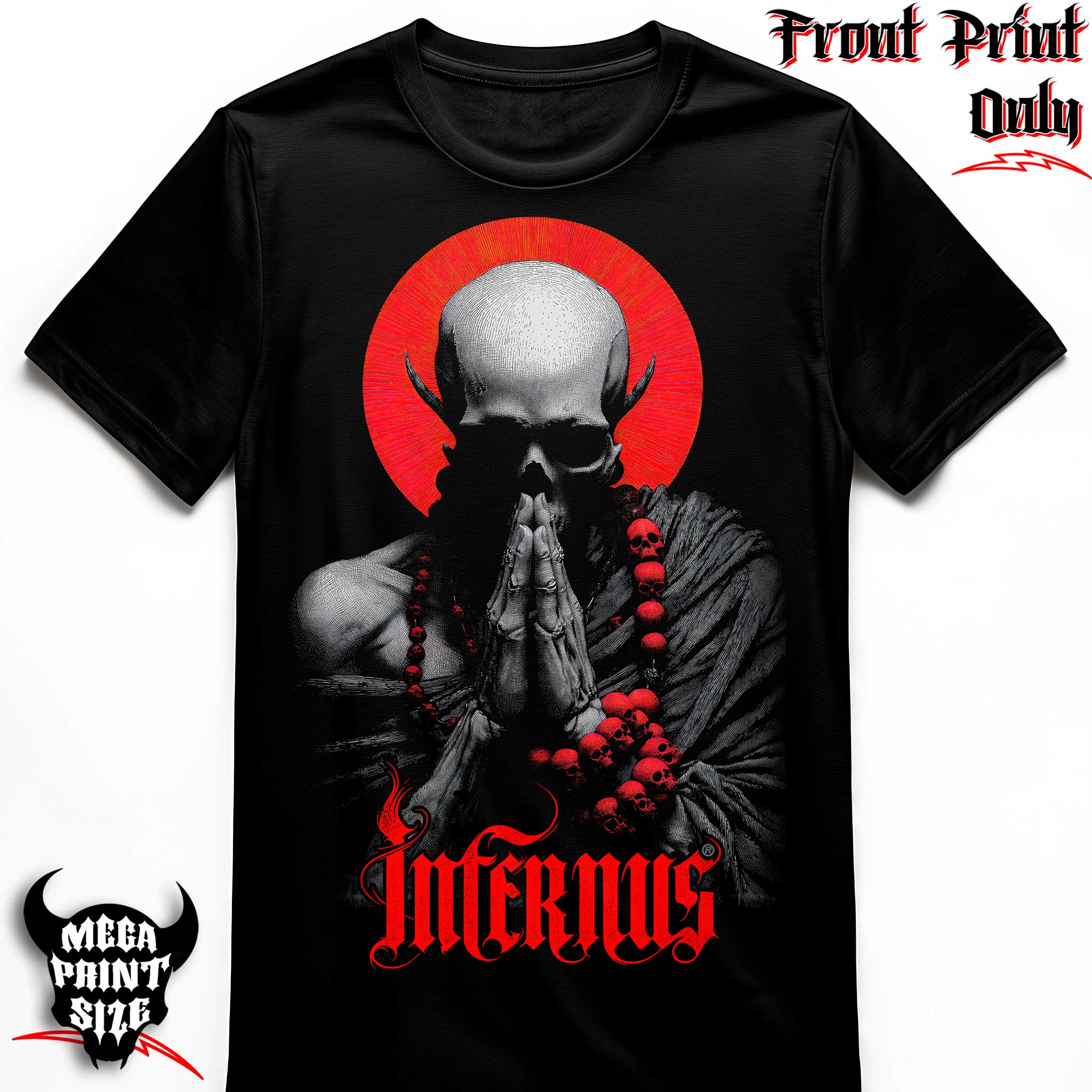 "Dark Monk" FRONT-sided Infernus Premium Horror T-shirt