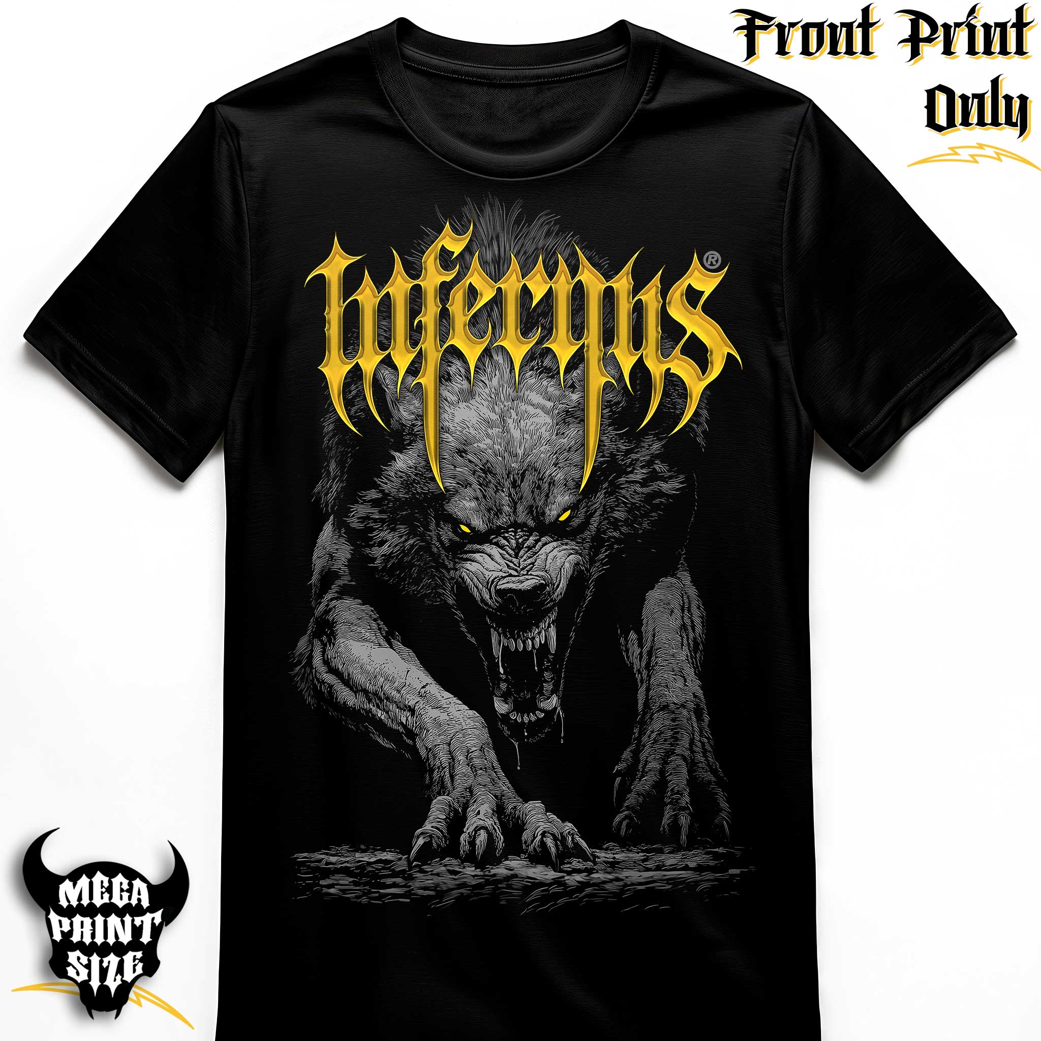 "Lobo Gold" FRONT-sided Infernus Premium Horror T-shirt