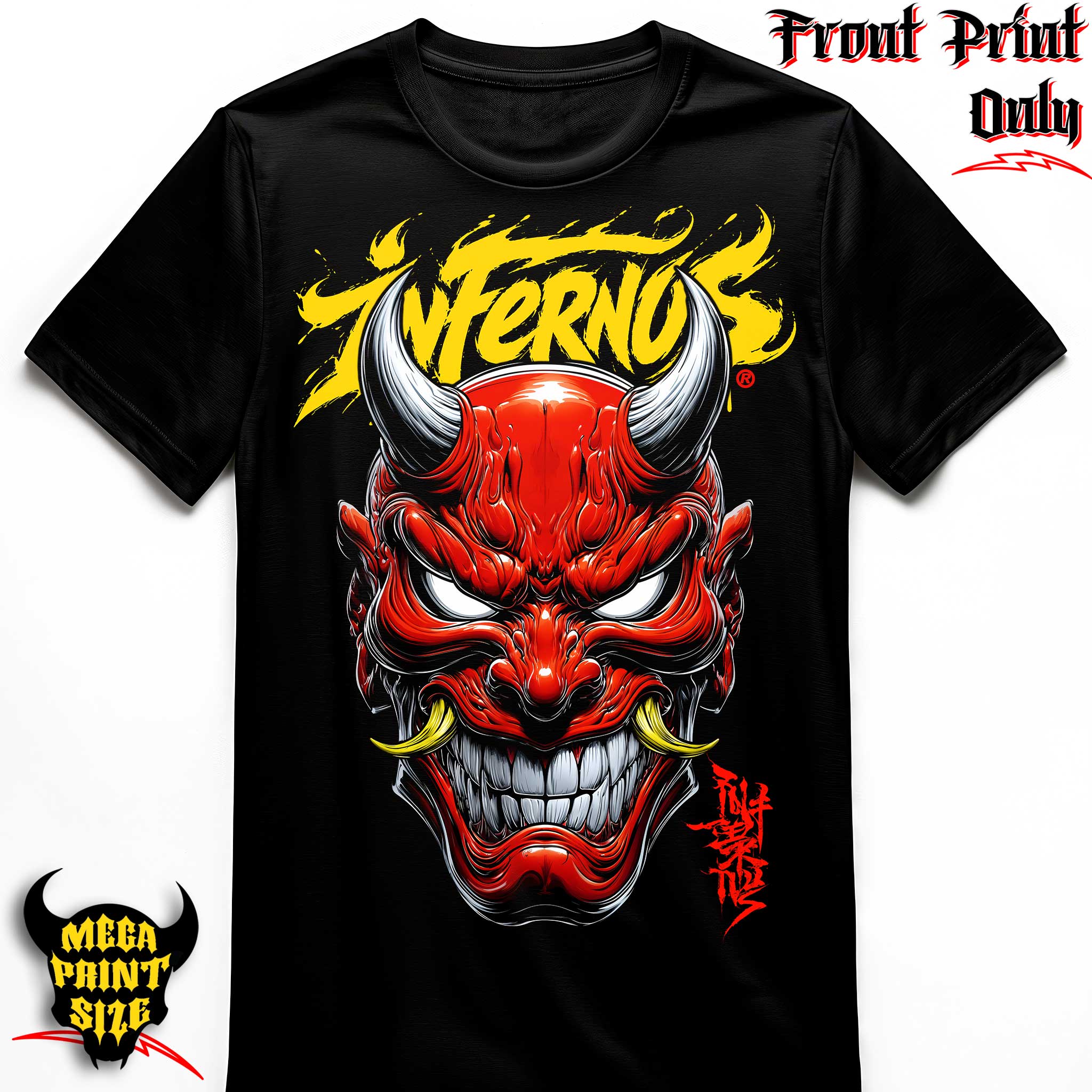 "Oni" FRONT-sided Infernus Premium Horror T-shirt