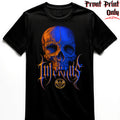 "Orange Blue Skull" FRONT-sided Infernus Premium Horror T-shirt