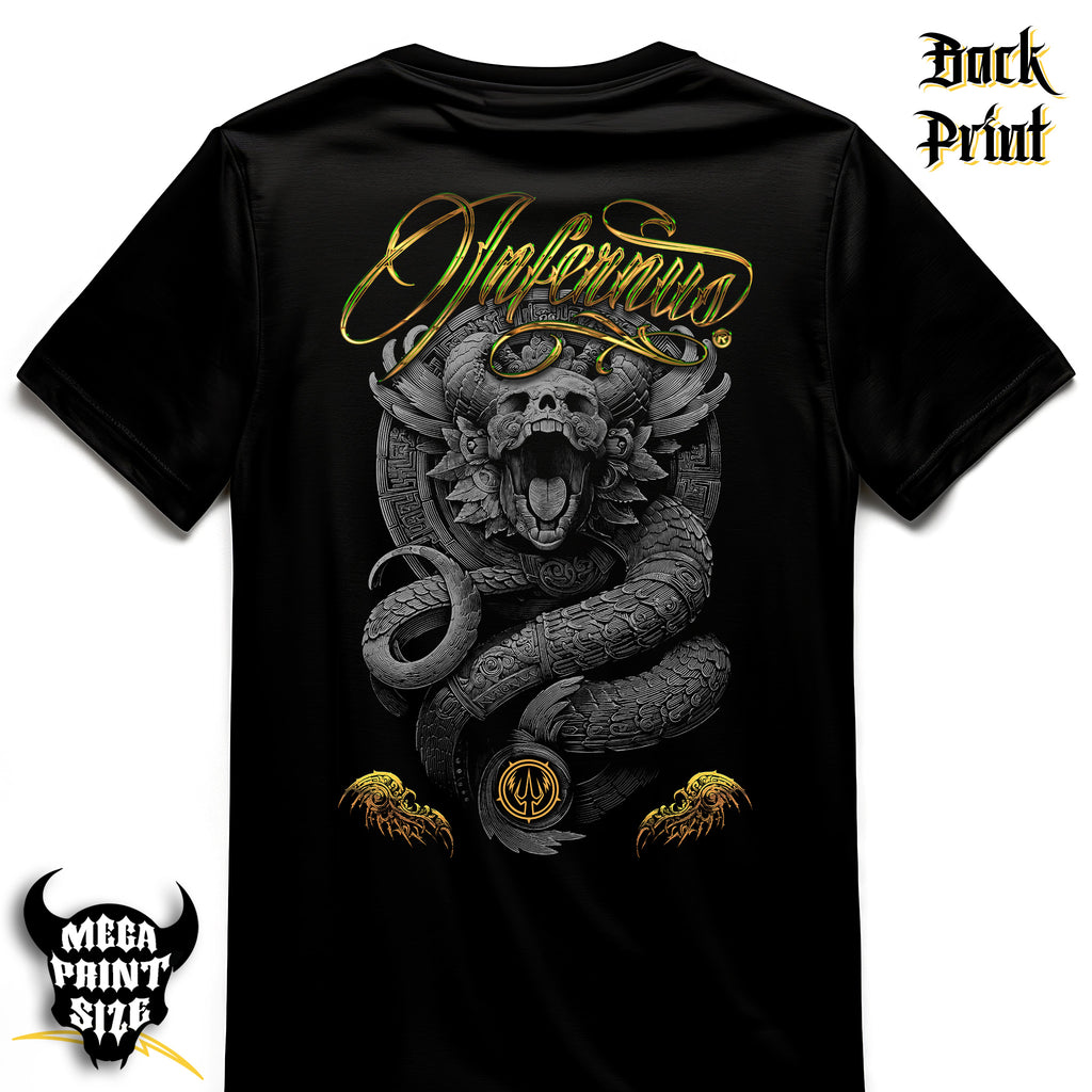 "Quetzalcoatl yellow logo" Infernus Premium Horror T-shirt