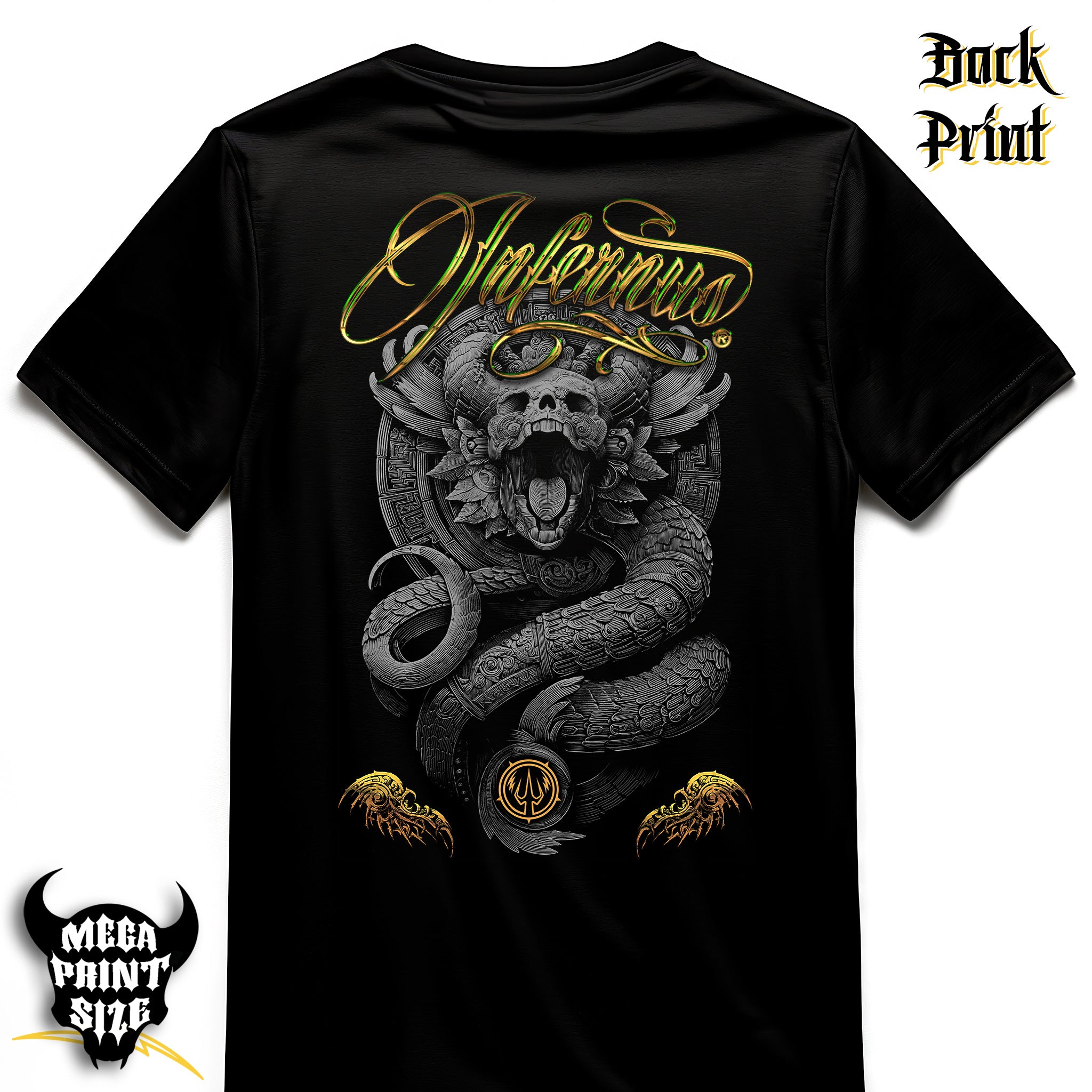 "Quetzalcoatl yellow logo" Infernus Premium Horror T-shirt