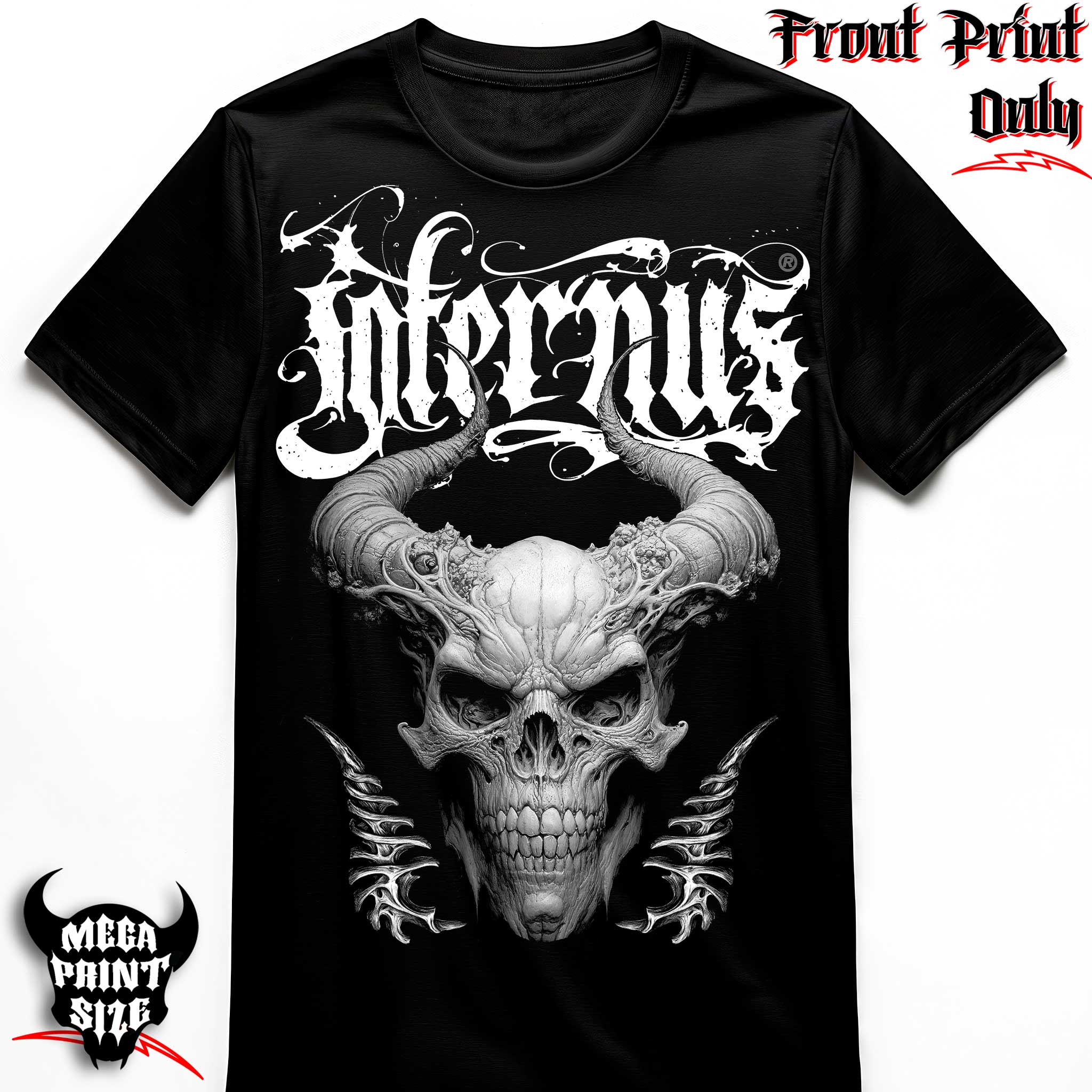 "Spawning Skull" FRONT-sided Infernus Premium Horror T-shirt