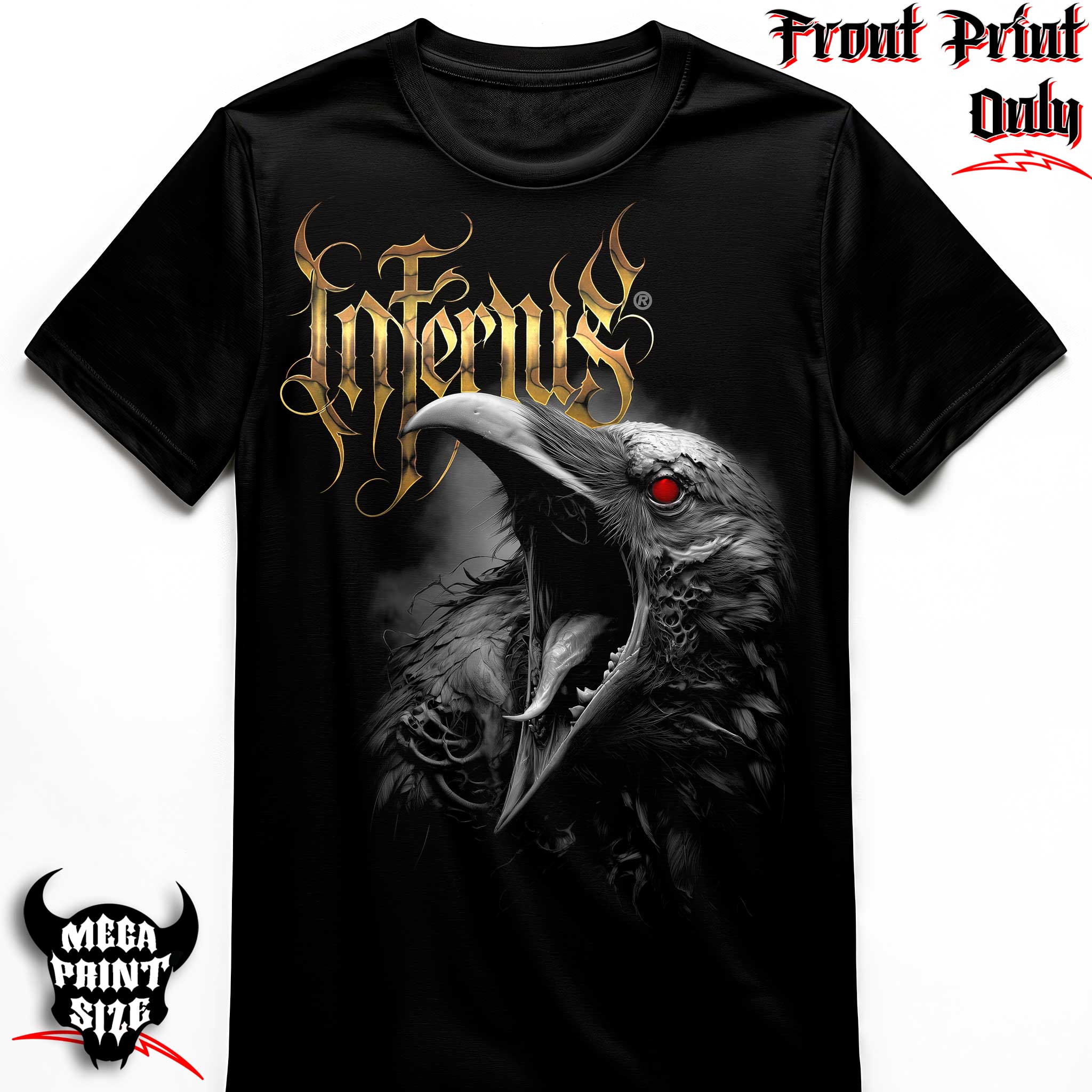 "The Raven" FRONT-sided Infernus Premium Horror T-shirt
